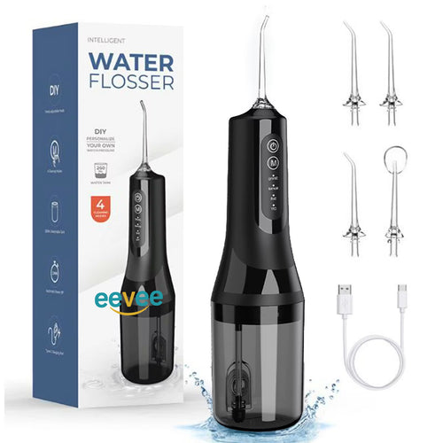 eeVee Electric Water Flosser C01 in Black, standing upright