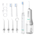 eeVee Ultrasonic Electric Toothbrush Y07 and Water Flosser C01 Complete Oral Care Bundle in White