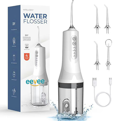 eeVee Electric Water Flosser C01 in White, standing upright