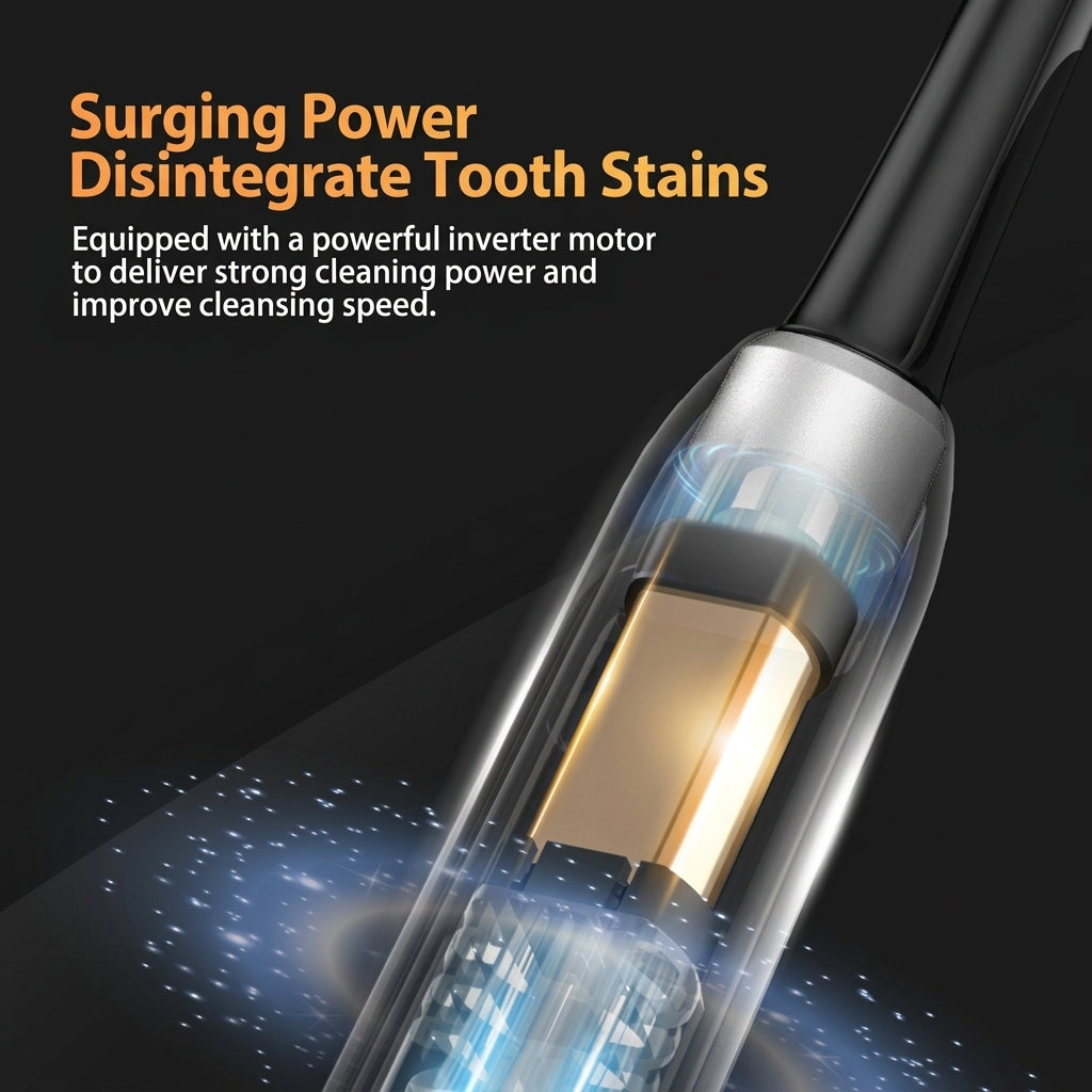 eeVee Ultrasonic Electric Toothbrush Y07 in Black showing 42,000 VPM sonic power