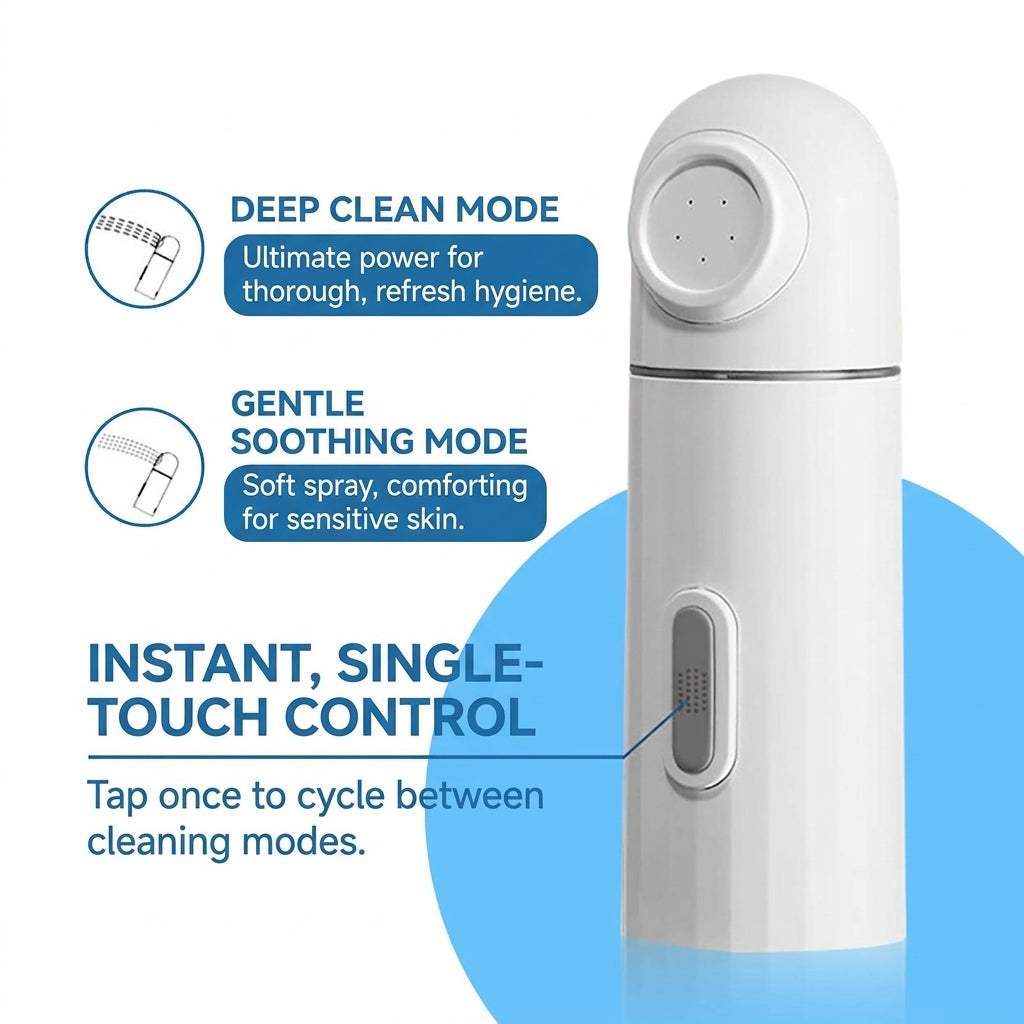 Pureju Electric Portable Bidet Sprayer with nozzle retracted into bottle for storage